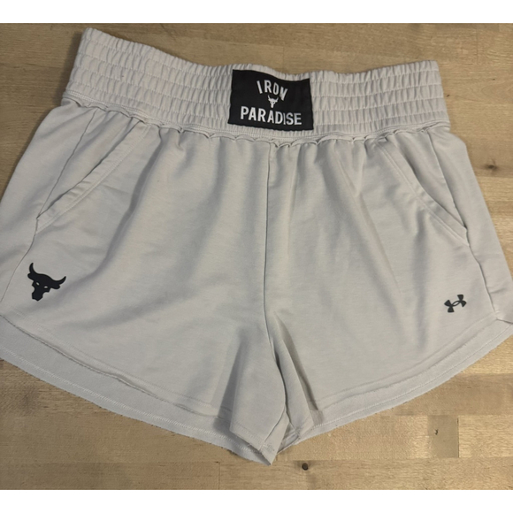 Under armour Pants - Under Armour Women Size L Gray The Rock Iron Paradise High Rise athletic Shorts
